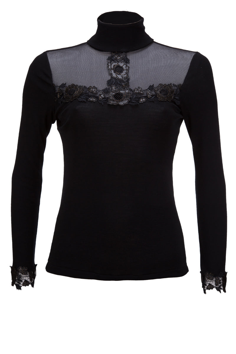 204 04 Long-sleeved Boat Neck - Tubolar Wool Silk