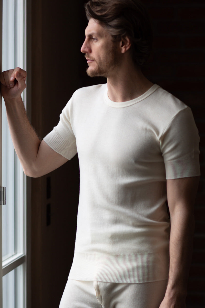 Livio Men's short sleeve - 100% PURE VIRGIN WOOL Wildt Tubular Heavyweight