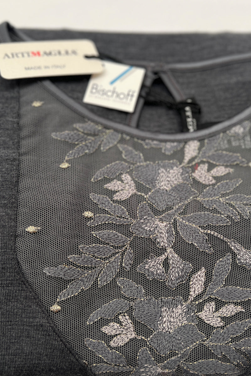 209 04 Under-jacket- Tubolar Wool Silk and embroidered tulle with zebra effect