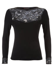 Maglia sottogiacca da donna 294 in lana e seta - Manica lunga e girocollo
