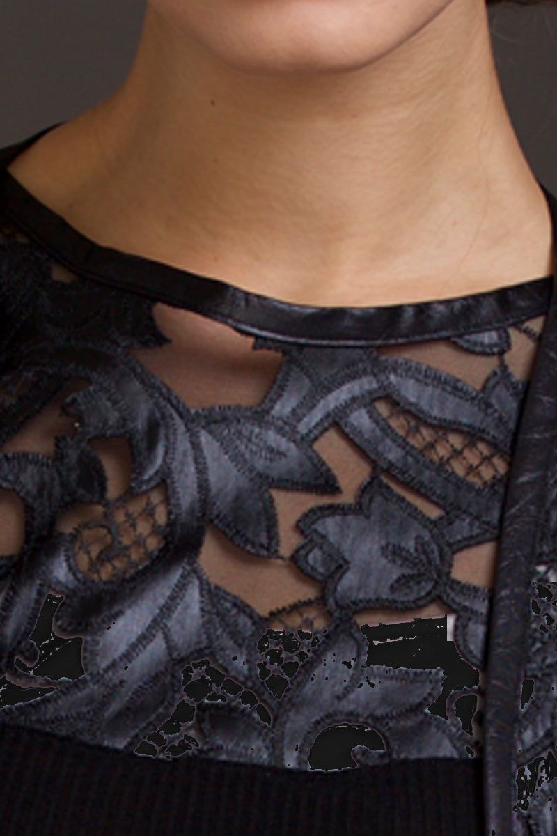 Maglia sottogiacca da donna 294 in lana e seta - Manica lunga e girocollo