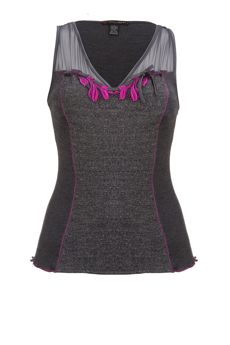 Bustier da donna 332 in lana seta - Spalla larga e effetto lingerie