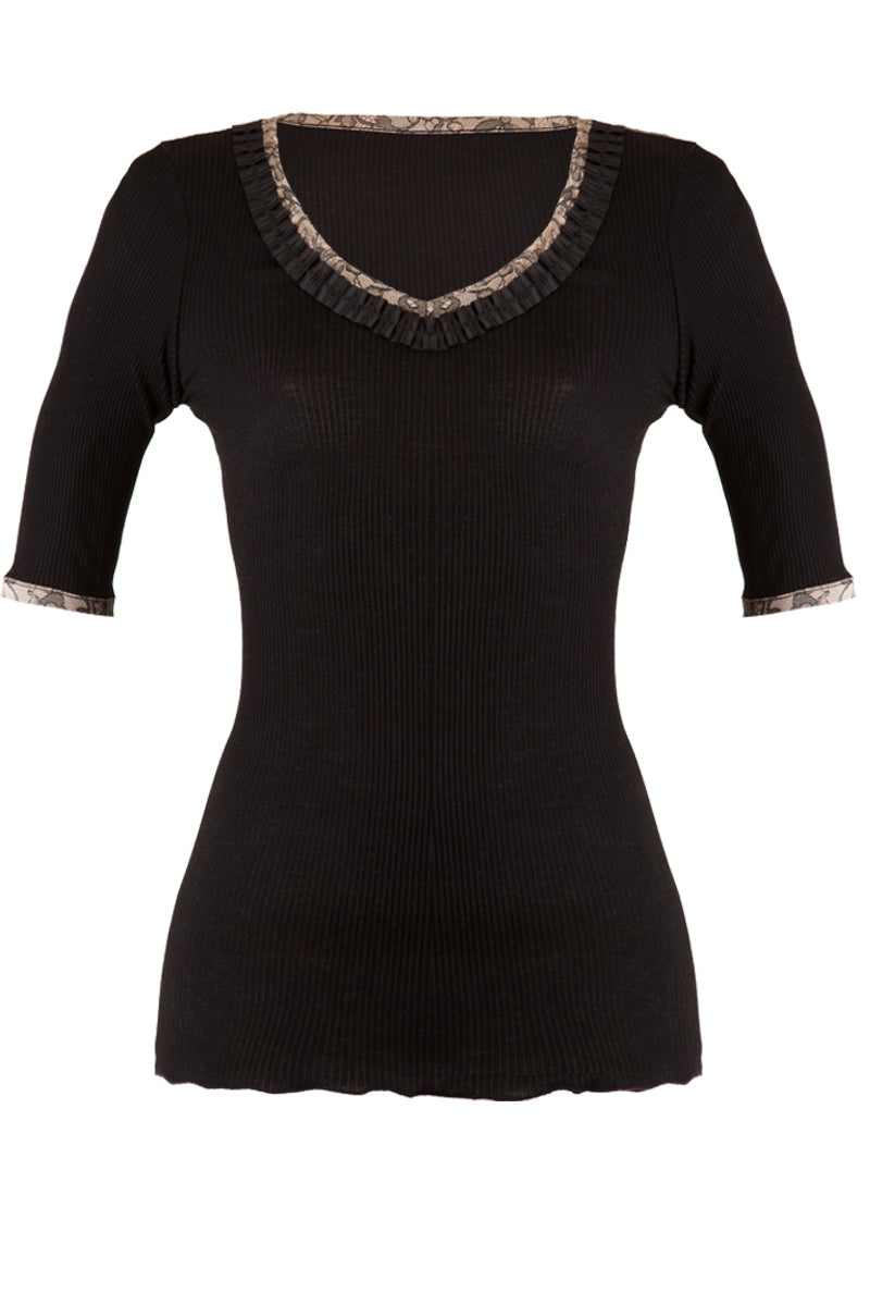 Maglia sottogiacca da donna 402 in cotone - Manica al gomito e scollo rifinito in raso