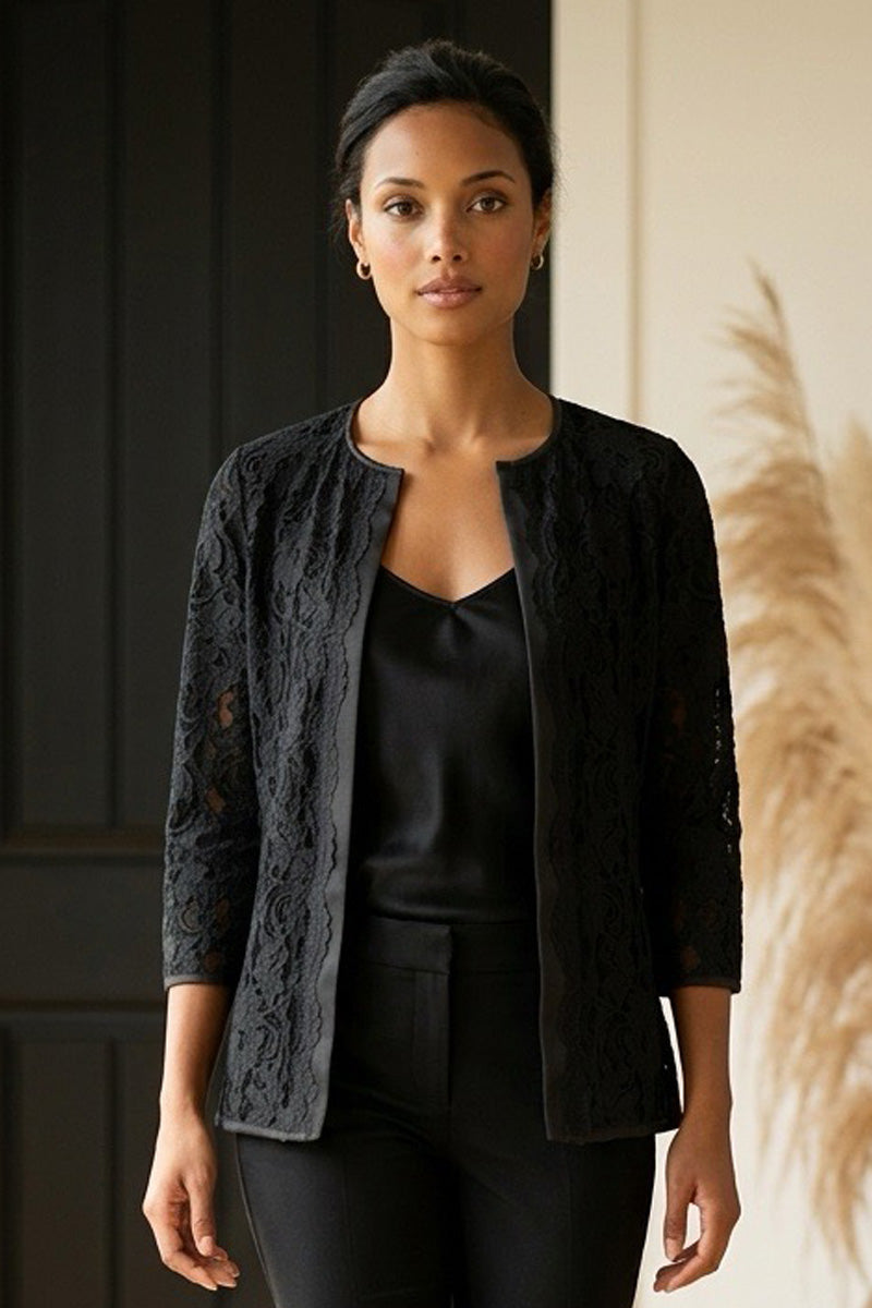 Giacca da donna 432 in pizzo e raso - 100% Made in Italy