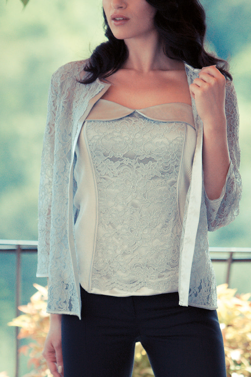 Giacca da donna 432 in pizzo e raso - 100% Made in Italy