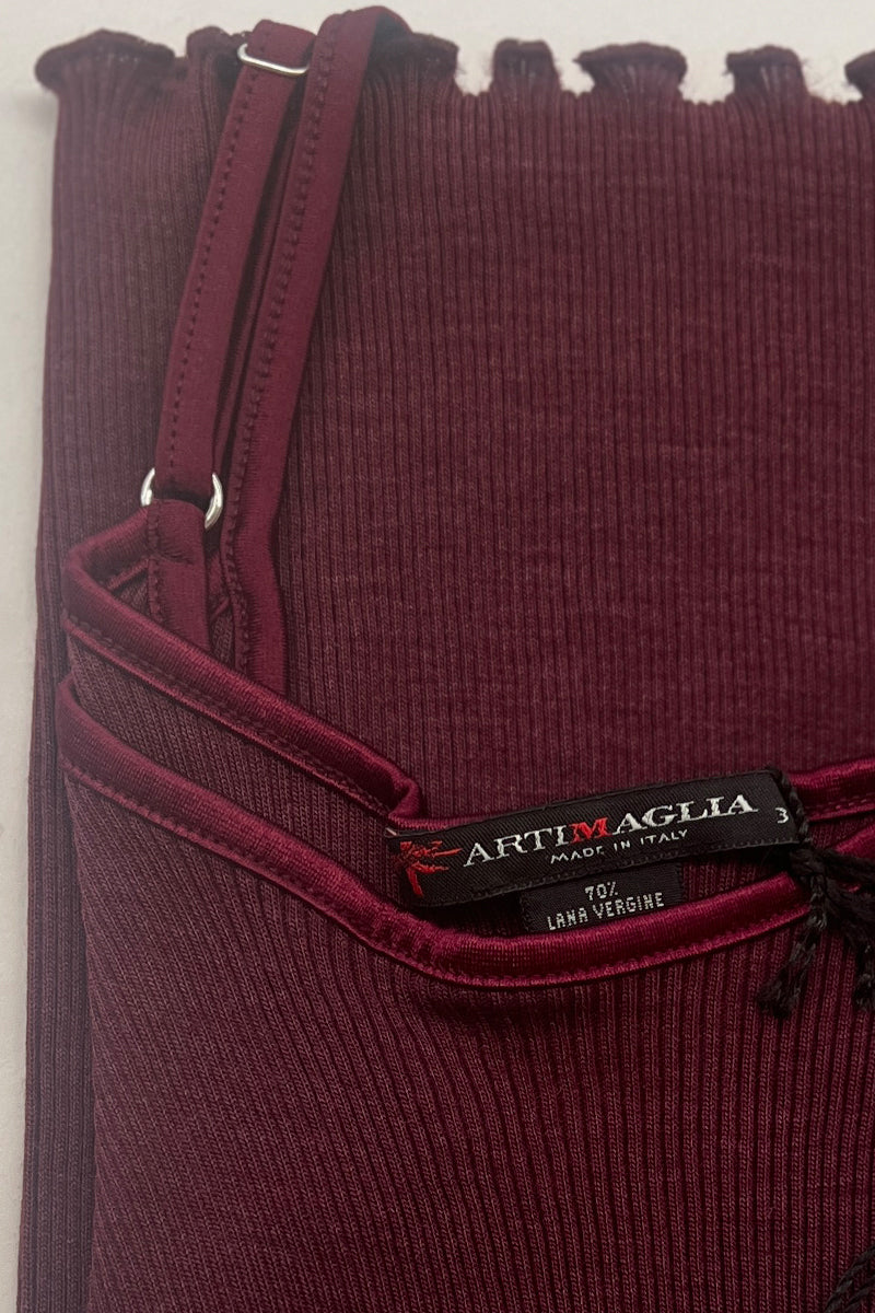 Canotta da donna 439 01 in lana merino e seta - Regolatori e bordatura in raso extra soft