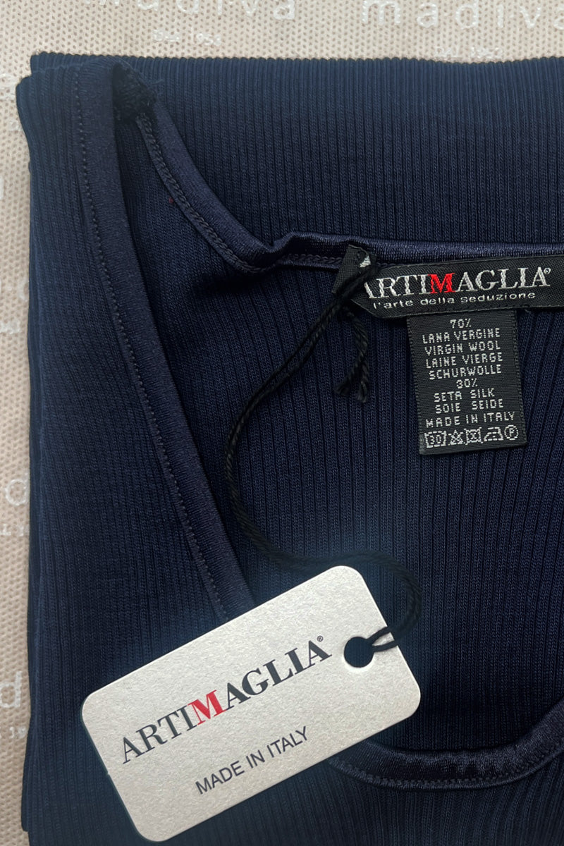Maglia da donna 439 04 in lana seta -Manica lunga girocollo con bordo in raso extra soft