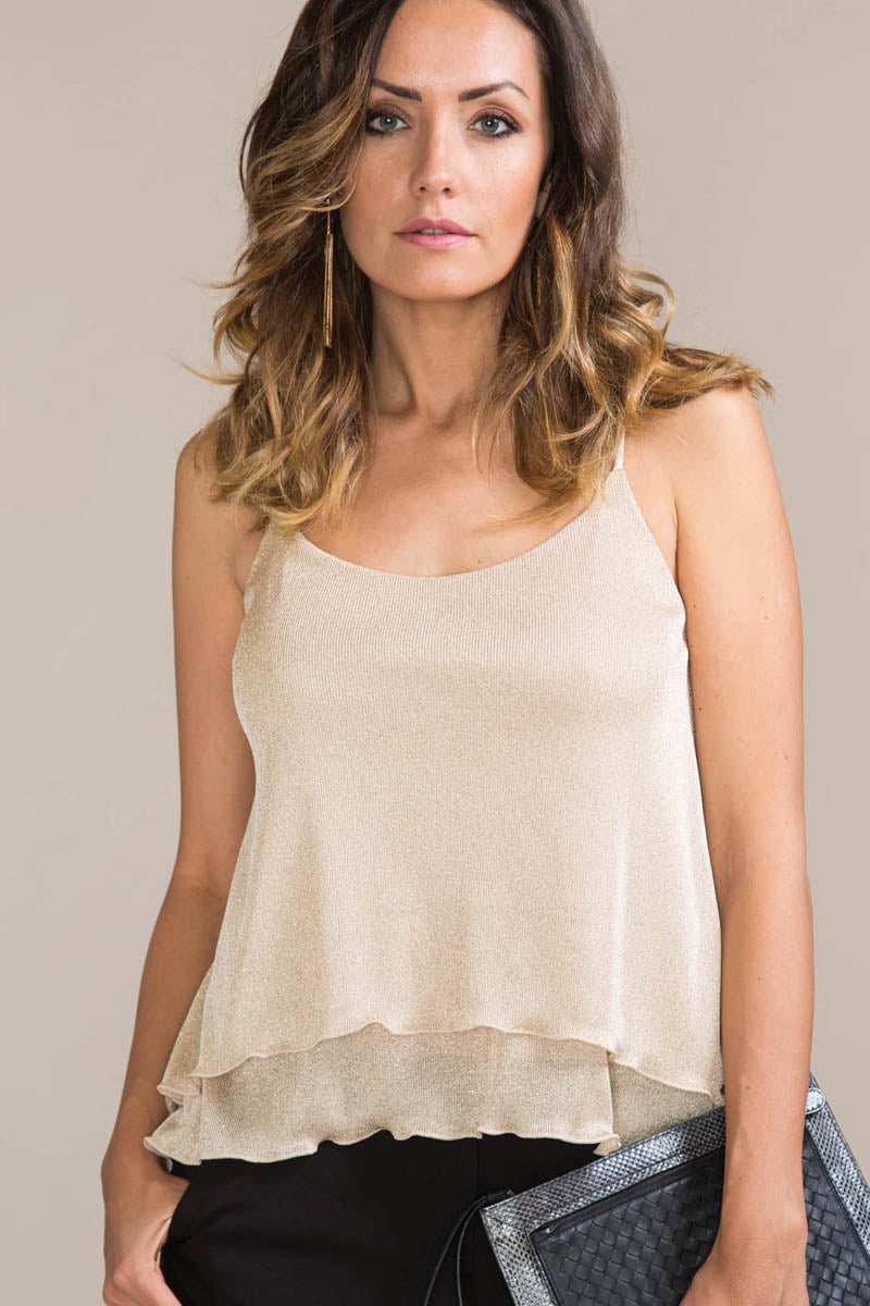 Canotta donna 511 in cotone - Spallina e doppiattura in tessuto lurex