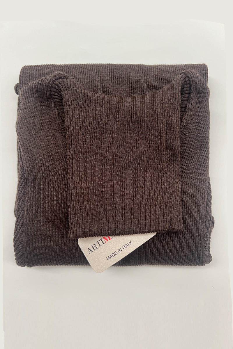 Amelie Long-sleeved Turtleneck -Ribbed Tubolar Wool Silk