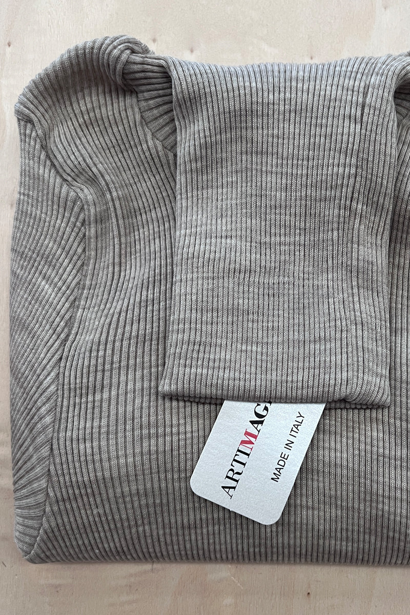 Amelie Long-sleeved Turtleneck -Ribbed Tubolar Wool Silk