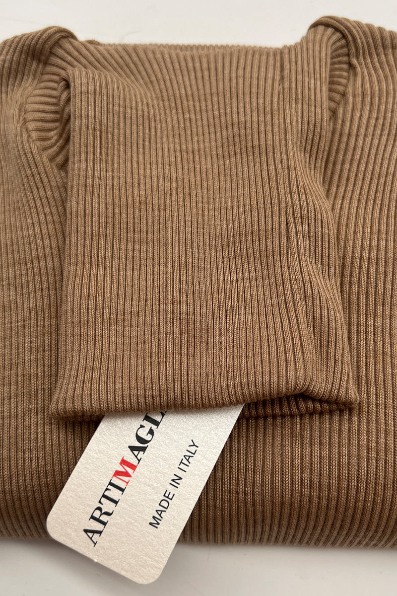 Amelie Long-sleeved Turtleneck -Ribbed Tubolar Wool Silk