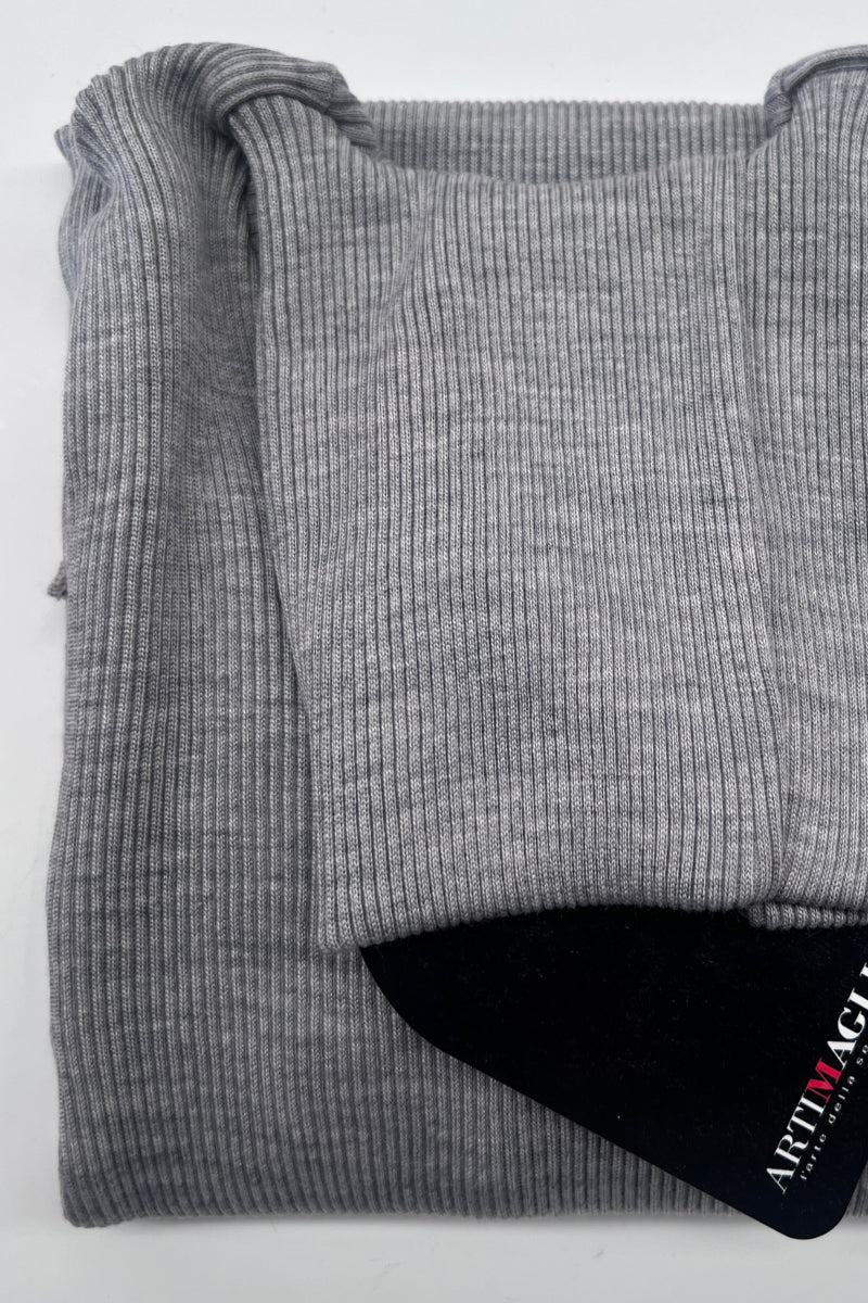 Amelie Long-sleeved Turtleneck -Ribbed Tubolar Wool Silk