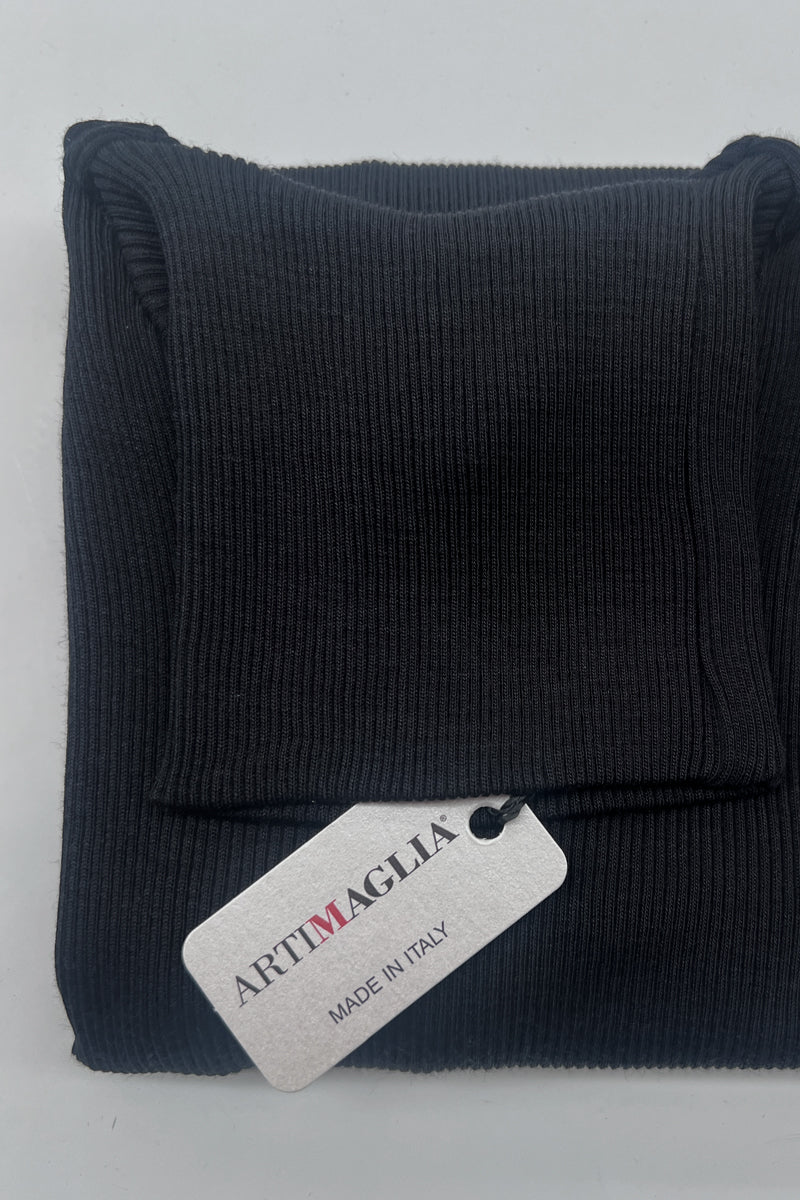 Amelie Long-sleeved Turtleneck -Ribbed Tubolar Wool Silk