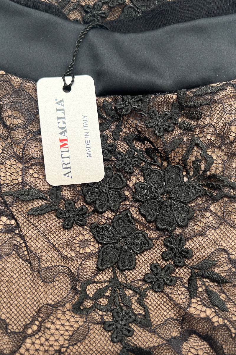 Maglia sottogiacca da donna 678 in lana seta - Manica 3/4 e dettagli in pizzo ricamato