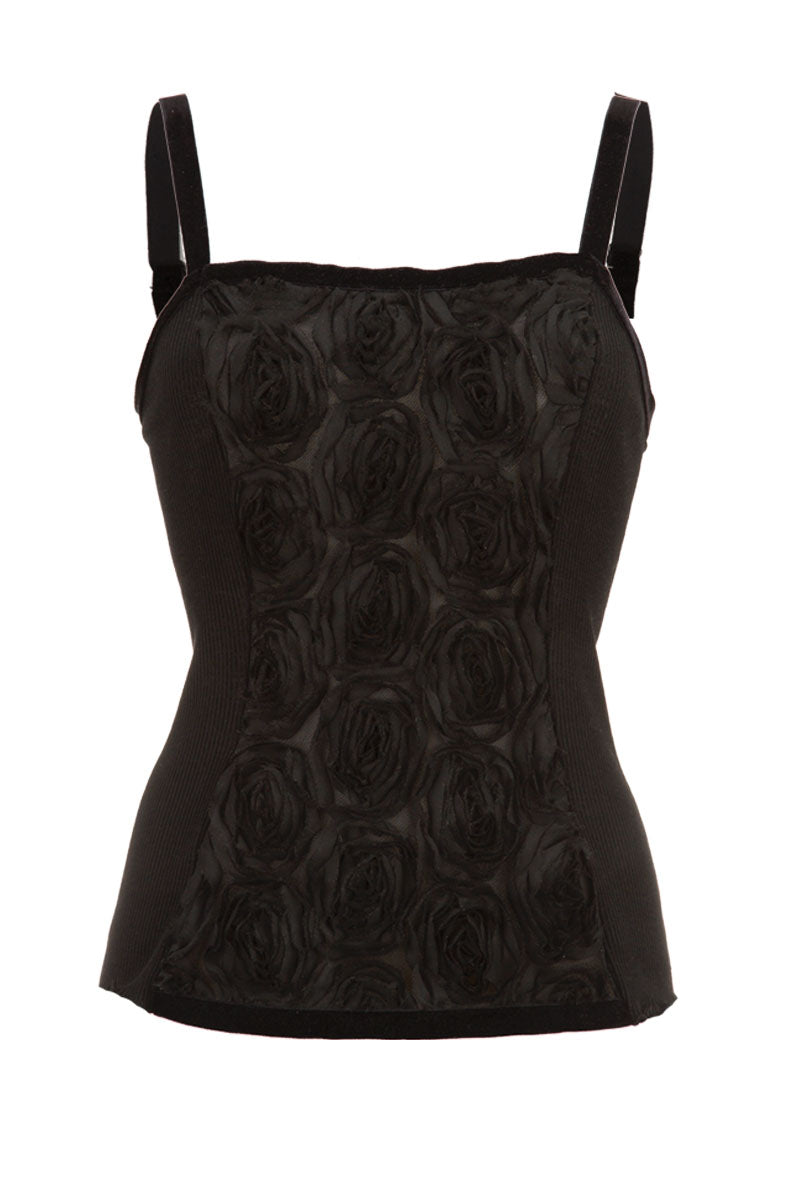 Women's tank top 701 in silk wool - Adjustable straps and ribbed back