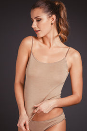 Canotta da donna 707 in lana seta - Spalline regolabili e bordo in raso di altissima qualità