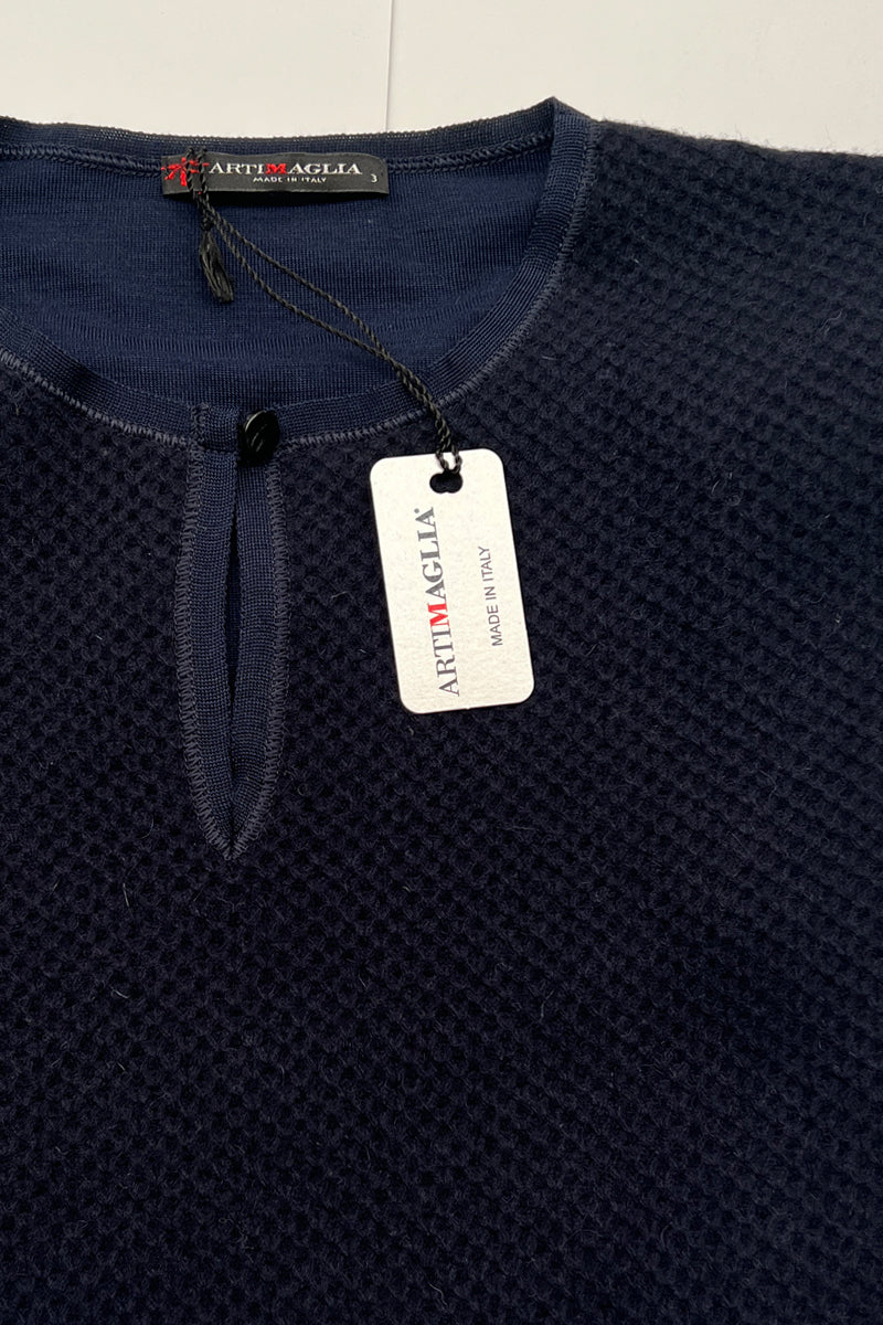 765 04 Long sleeves sweater in silk wool and boiled wool