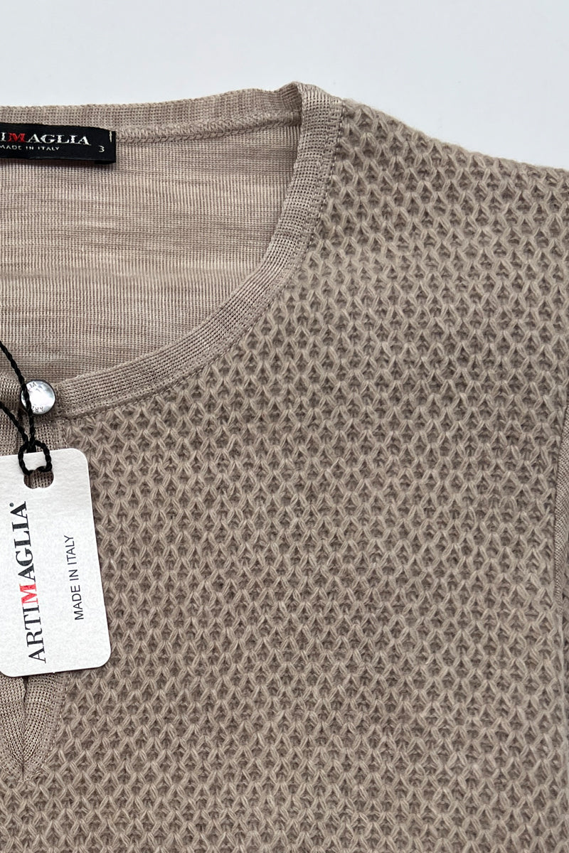 765 04 Long sleeves sweater in silk wool and boiled wool