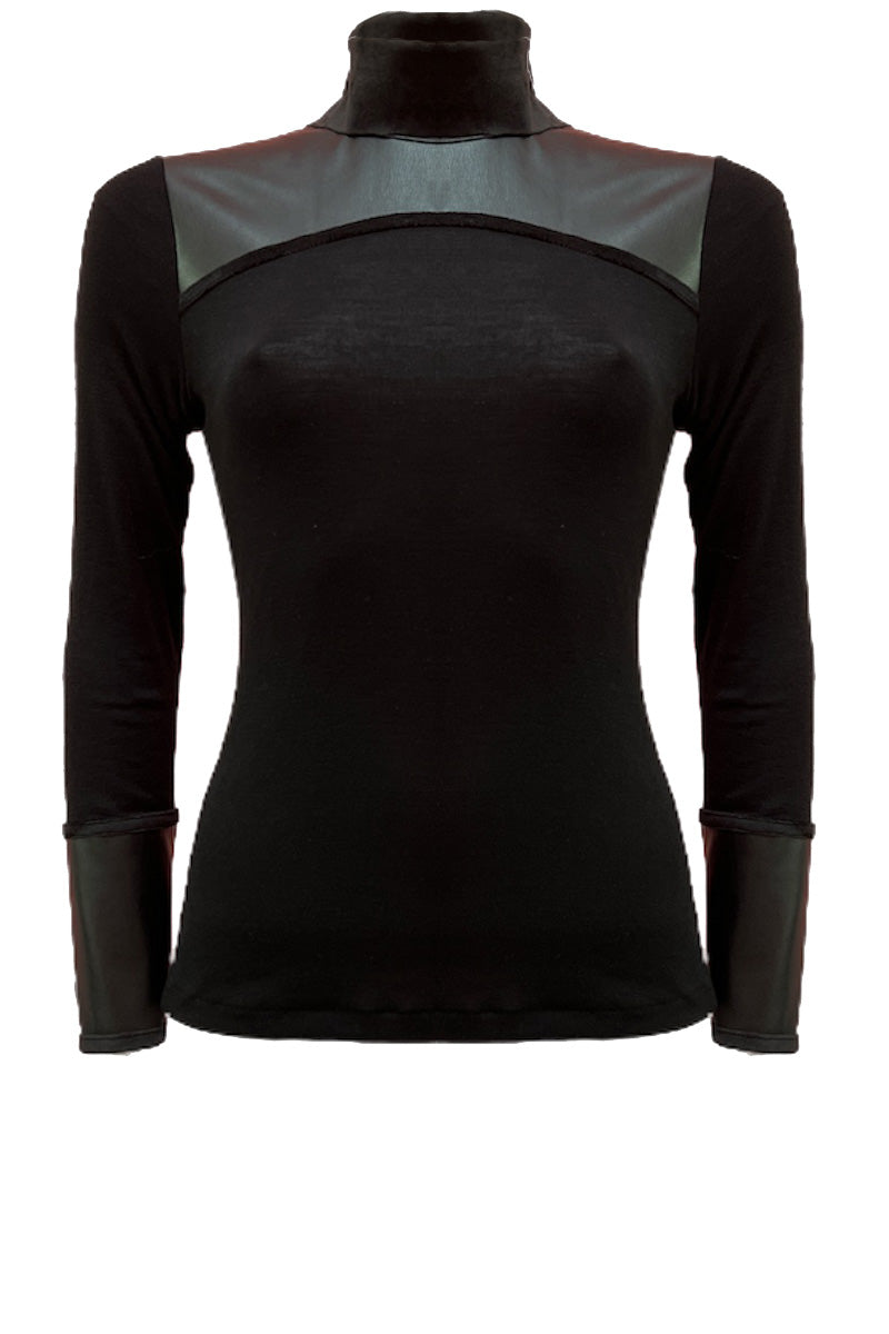 Maglia sottogiacca da donna 782 in lana merino e seta - Manica lunga e dolcevita