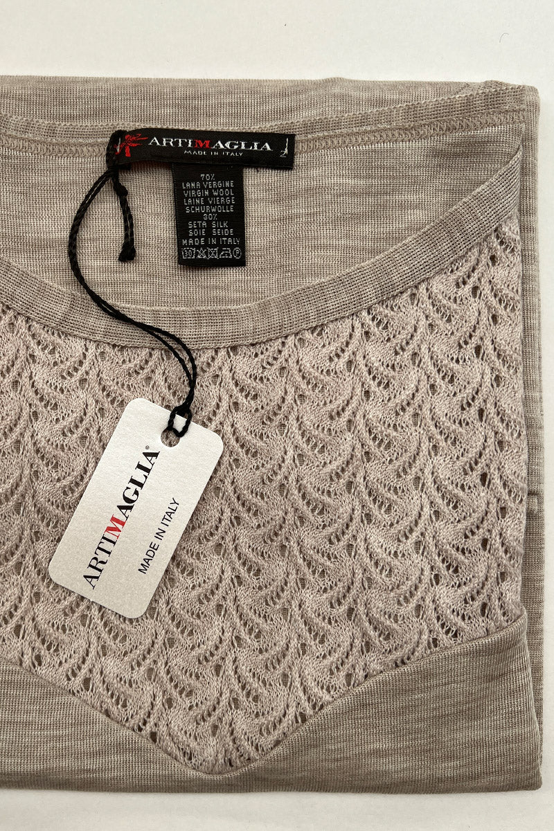 Smanicato da donna 800 in lana merino e seta - Laize morbidissima e calda con effetto lanoso