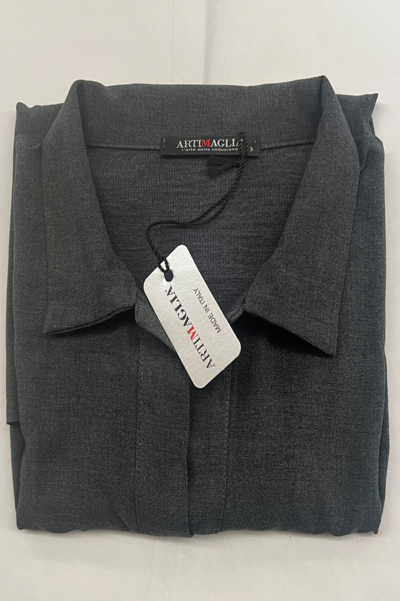 Women's Polo 814 in merino wool and silk - Long sleeve and front in shirt jersey