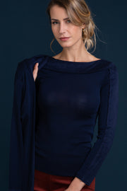 Women's under-jacket sweater 816 in silk wool - Long sleeve and V-neck