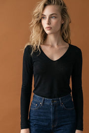 Maglia scollo V manica lunga da donna 819  in modal cachemire