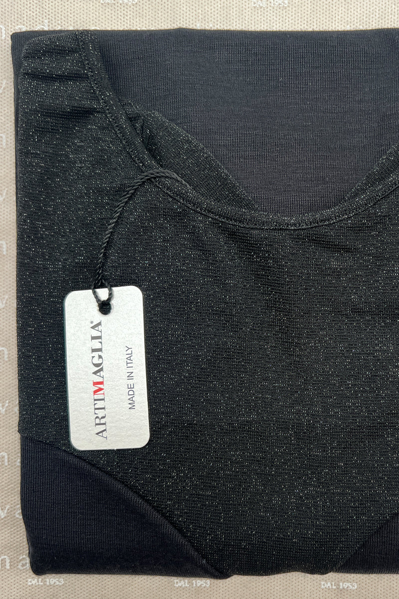 Women's sweater 774 in merino wool and silk - Long sleeve and lace detail