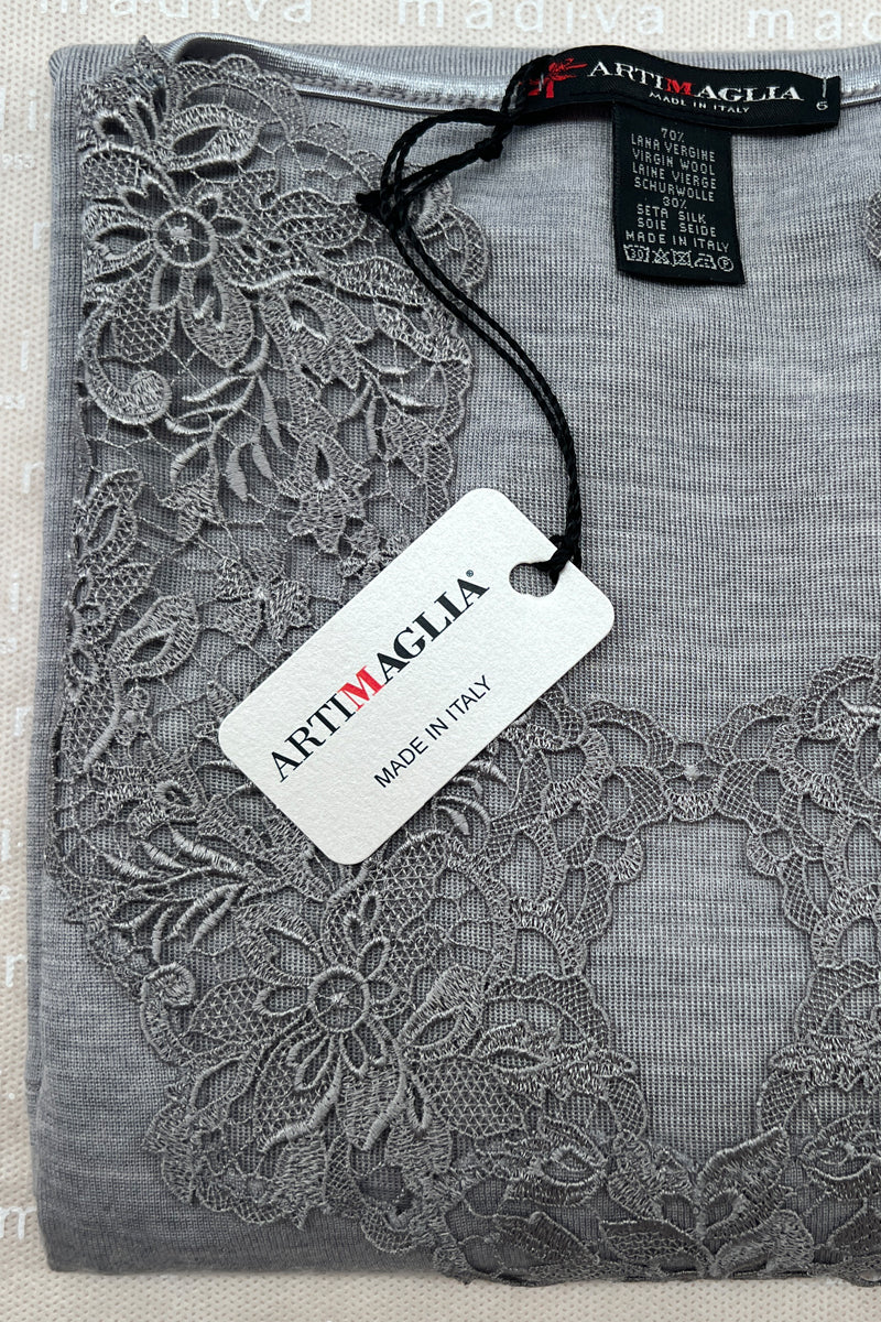 755 05 Retro style Bischoff macramé wool silk vest