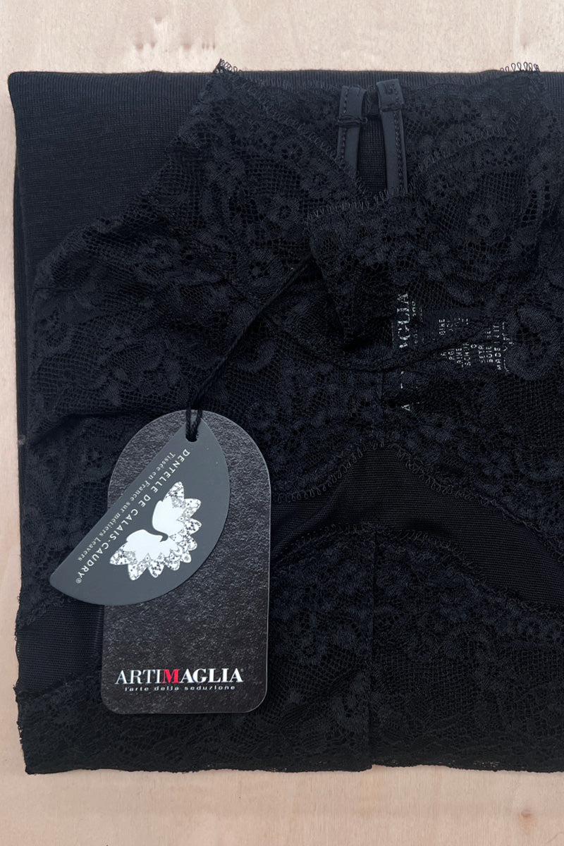 Women's sweater 774 in merino wool and silk - Long sleeve and lace detail