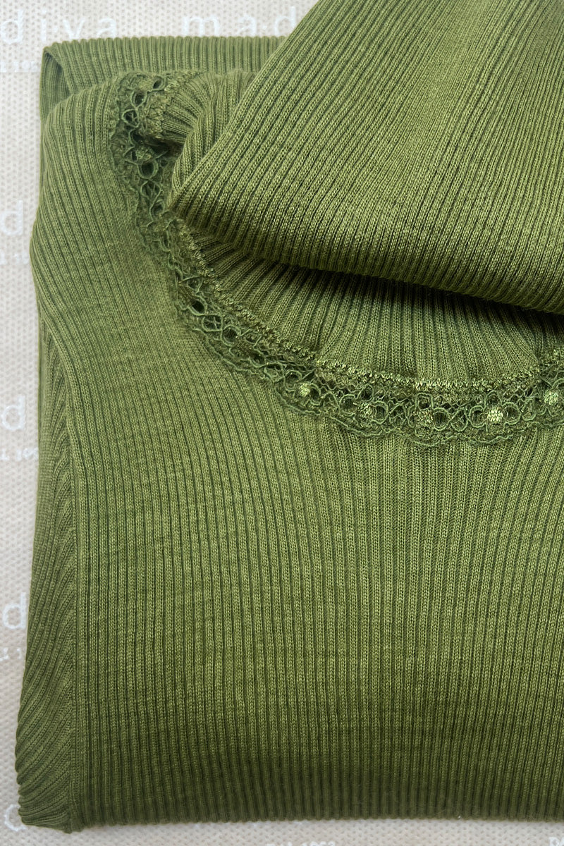 Amelie Long-sleeved Turtleneck -Ribbed Tubolar Wool Silk