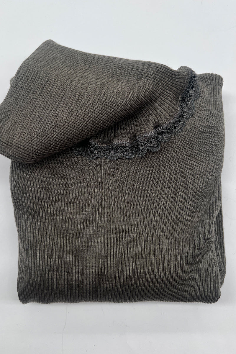 Amelie Long-sleeved Turtleneck -Ribbed Tubolar Wool Silk