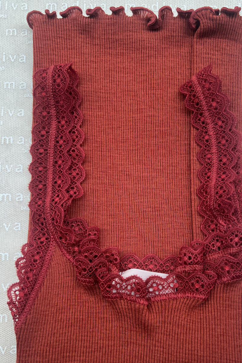 Canotta da donna Amelie in lana seta NEW - Spalla stretta e pizzetto elastico