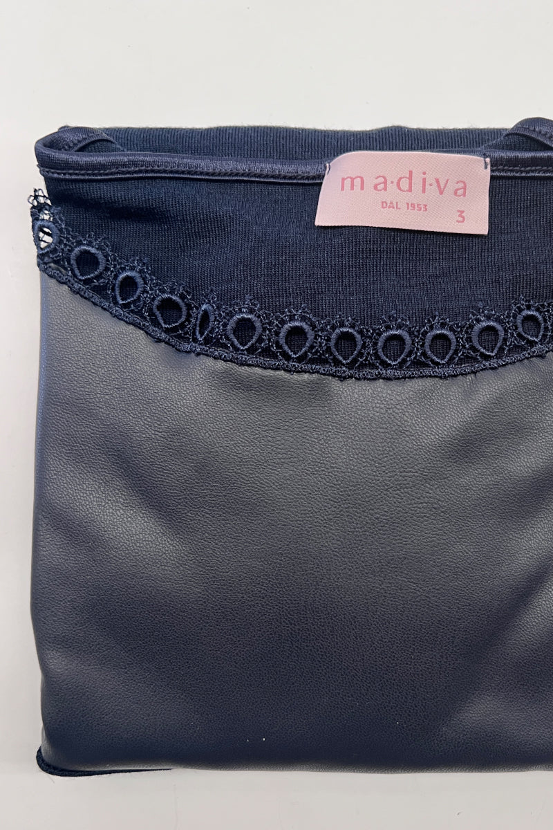 Maglia manica lunga barchetta da donna Brenda in lana seta ed eco-pelle