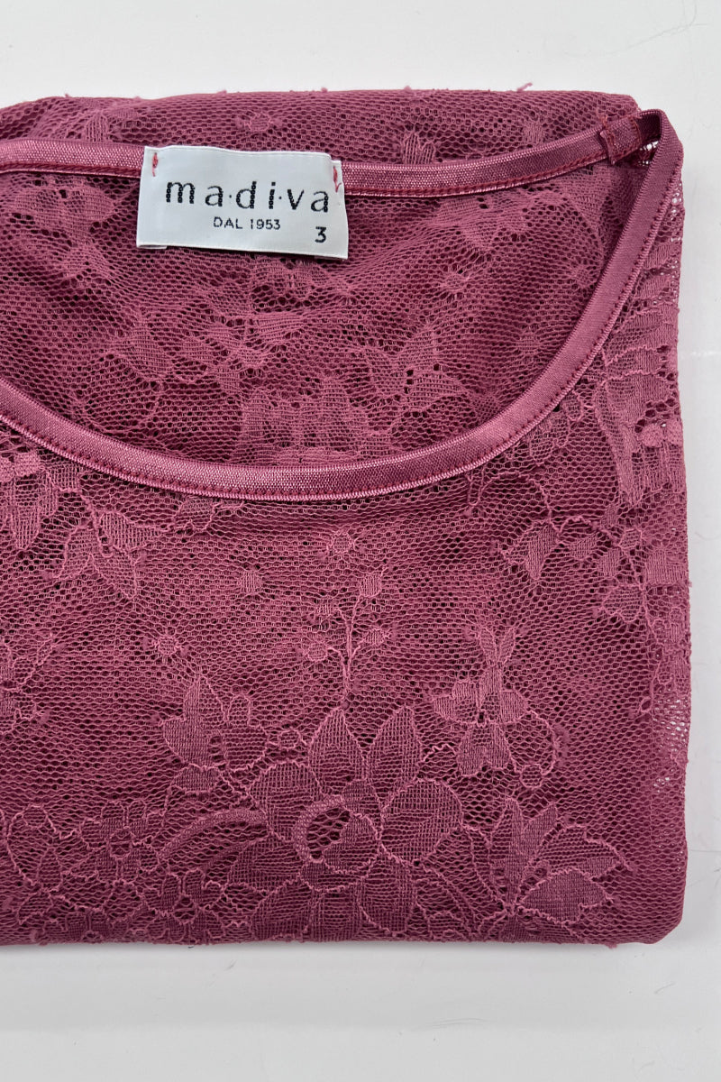 Maglia sottogiacca da donna Edith tutto pizzo - Manica lunga e girocollo
