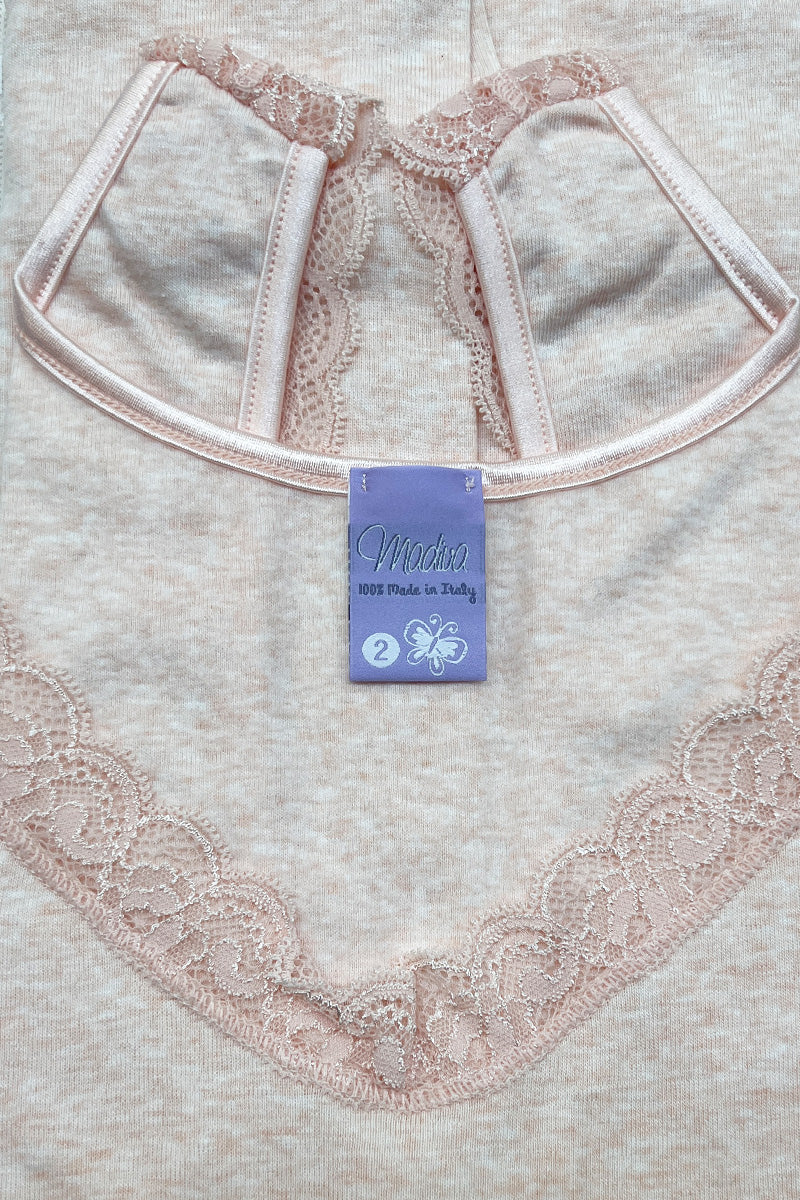 Women's tank top Marlene in warm cotton - Wide strap and contrasting elastic ruffle