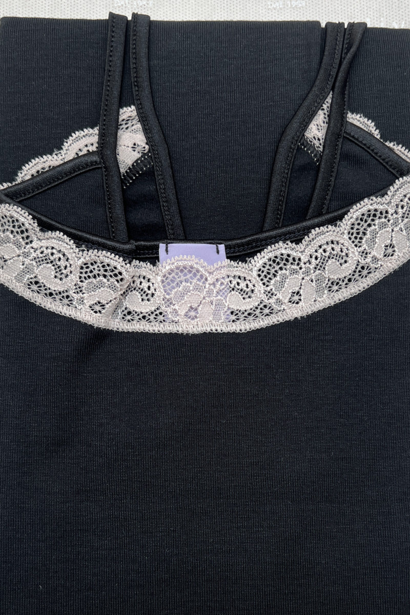 Women's tank top Marlene in warm cotton - Contrast elastic strap and trim