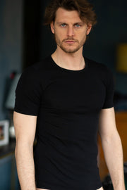 Men's Alghero T-shirt in merino wool and silk - Unshrinkable, breathable, insulating, and very warm