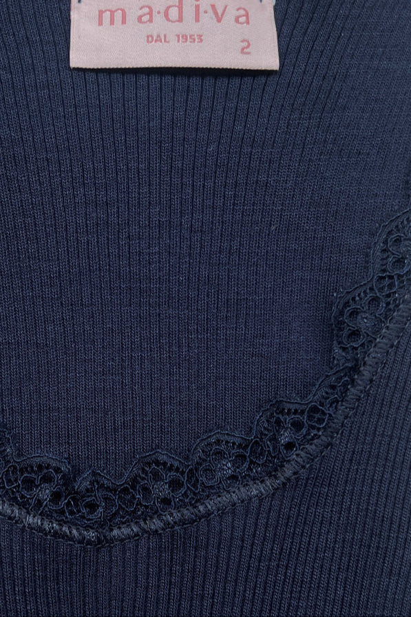 Canotta da donna Amelie in lana seta - Spalla stretta e pizzetto elastico