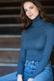 Amelie Long-sleeved Turtleneck -Ribbed Tubolar Wool Silk