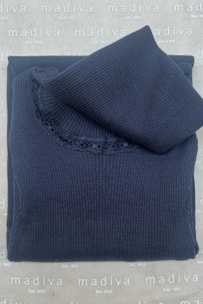 Amelie Long-sleeved Turtleneck -Ribbed Tubolar Wool Silk