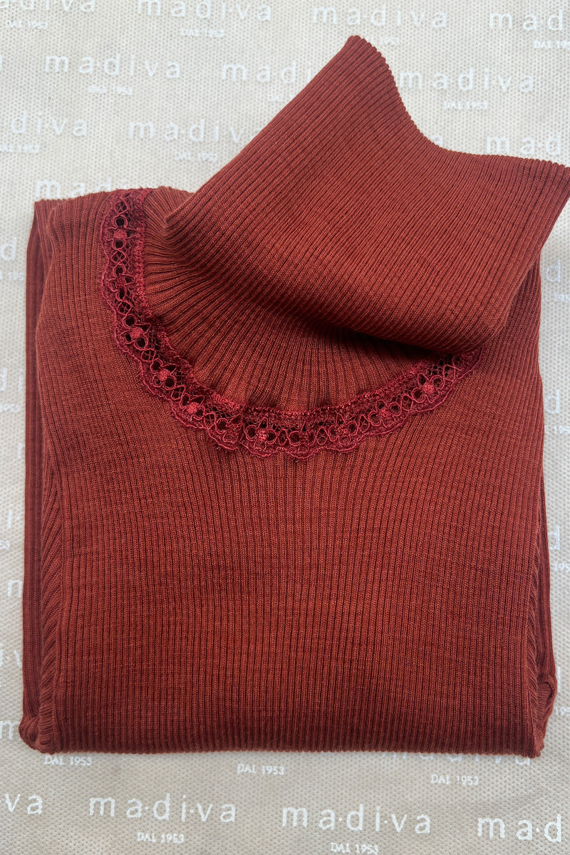 Amelie Long-sleeved Turtleneck -Ribbed Tubolar Wool Silk