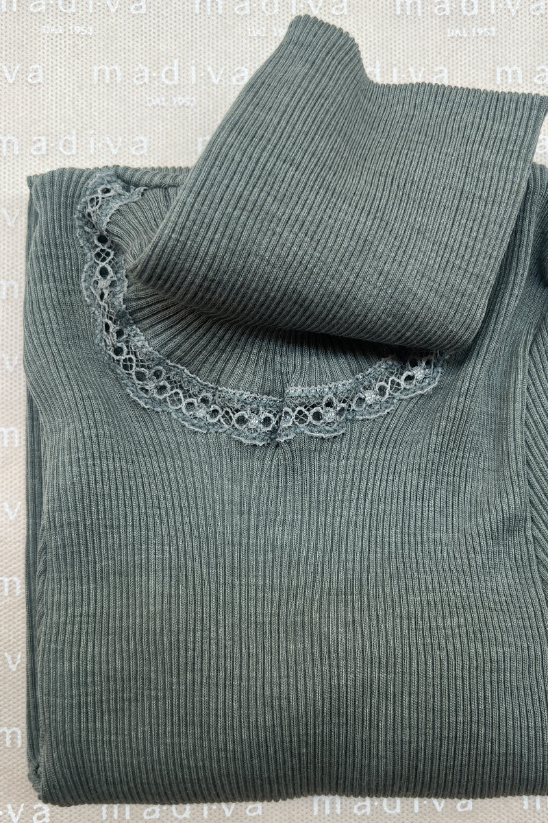 Amelie Long-sleeved Turtleneck -Ribbed Tubolar Wool Silk