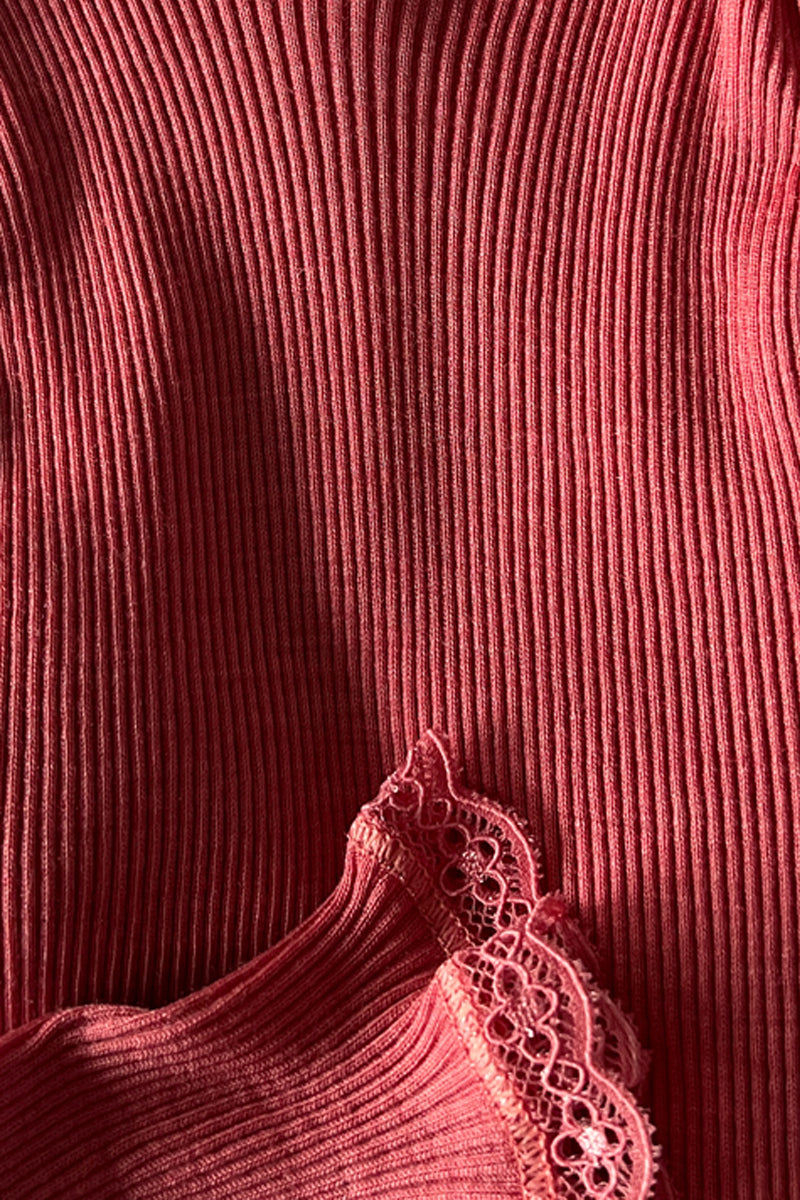 Amelie Roundneck Long Sleeve - Ribbed Tubolar Wool Silk