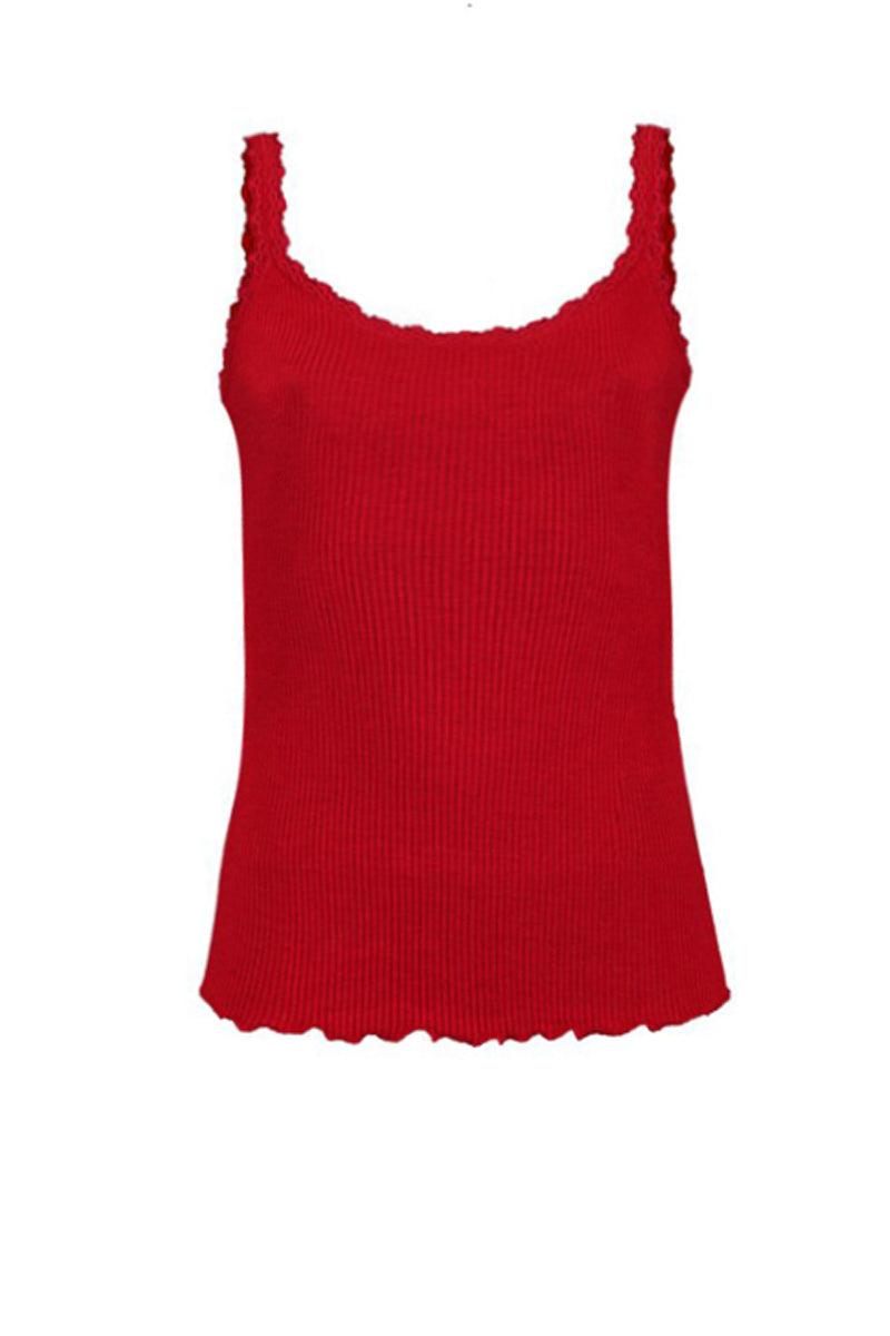 Canotta da donna Amelie in lana seta - Spalla stretta e pizzetto elastico