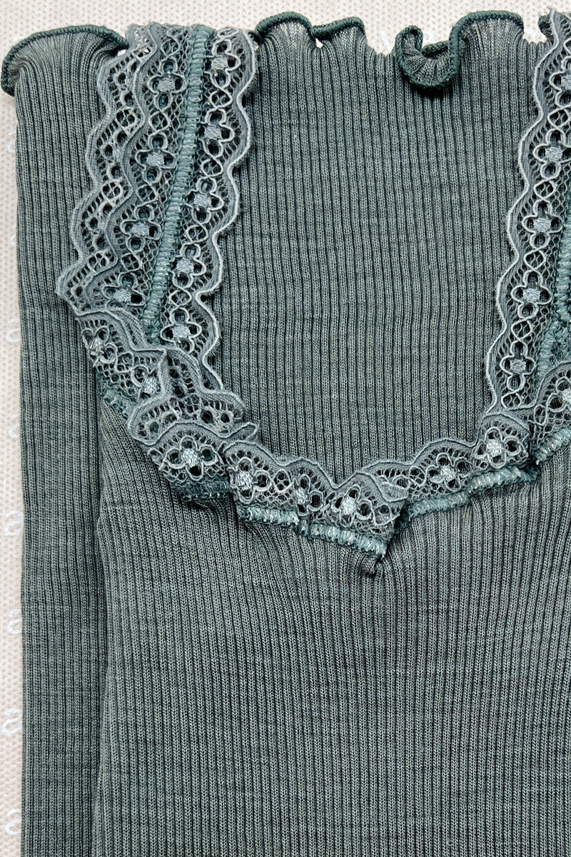 Canotta da donna Amelie in lana seta - Spalla stretta e pizzetto elastico