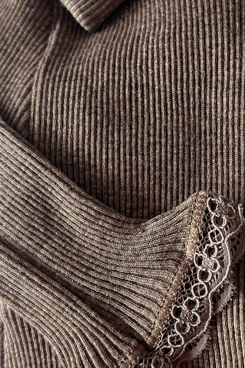 Amelie Roundneck Long Sleeve - Ribbed Tubolar Wool Silk