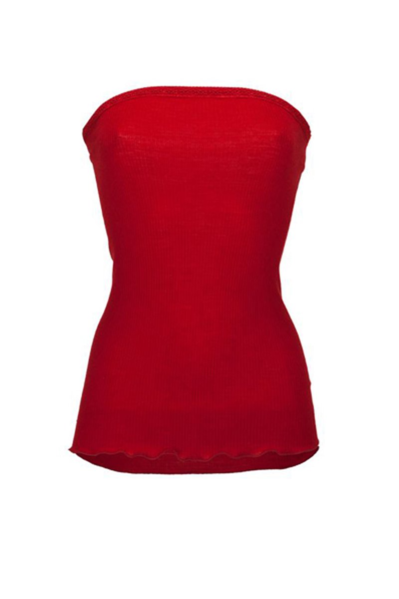 Canotta da donna Amelie in lana seta - Senza spalline e pizzetto elastico