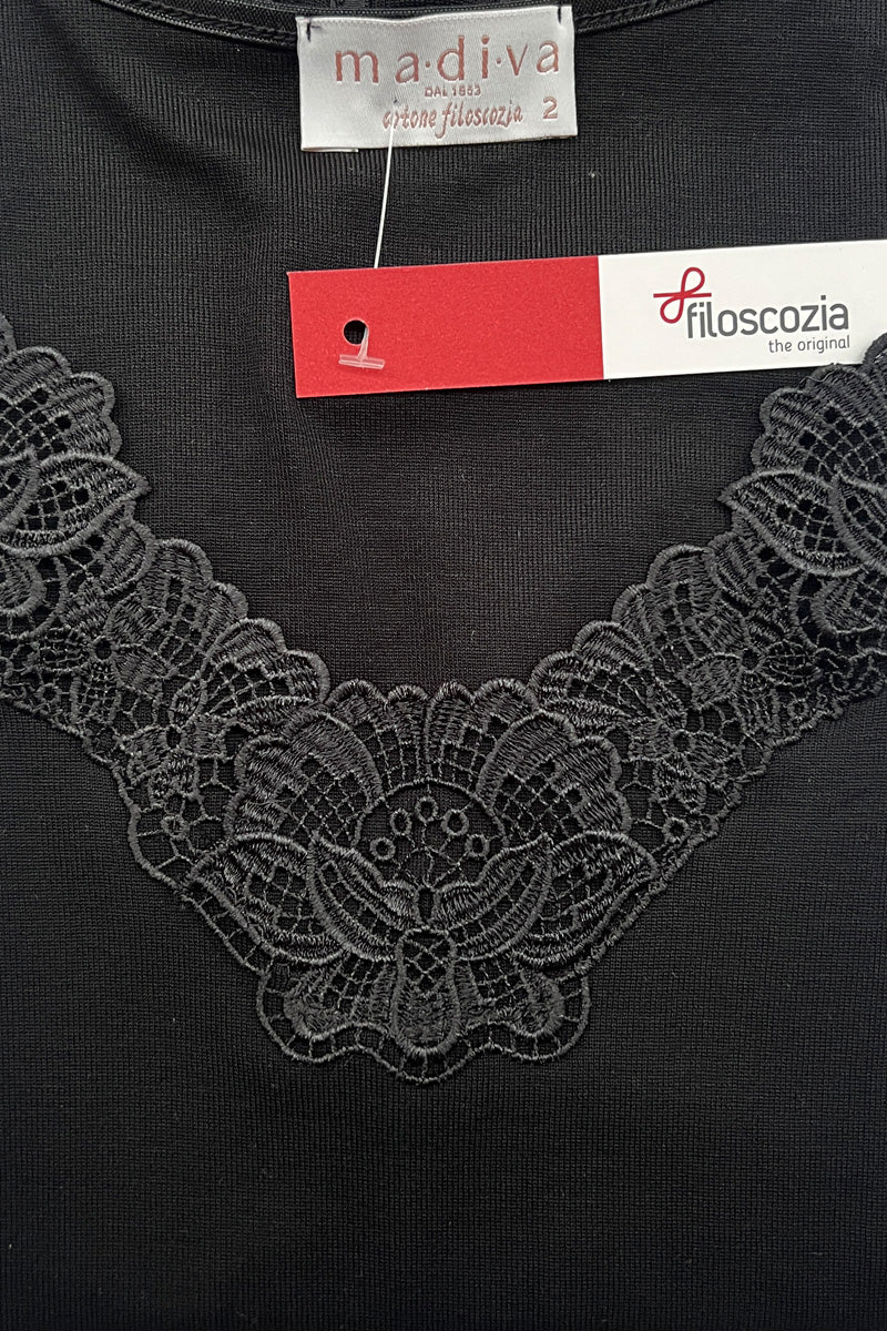 Women's tank top Angel in mercerized cotton - Wide strap with macramé insert