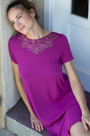 Minidress donna CALLA in Micromodal -mezza manica con macramè effetto crochet